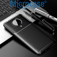 Microcase Xiaomi Redmi K30 Pro Maxy Serisi Carbon Fiber Silikon TPU Kılıf - Siyah