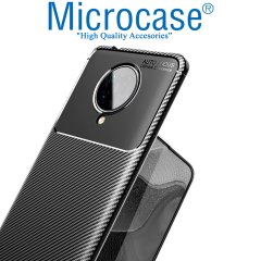 Microcase Xiaomi Redmi K30 Pro Maxy Serisi Carbon Fiber Silikon TPU Kılıf - Siyah
