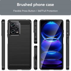 Microcase Xiaomi Poco x5 5G Brushed Carbon Fiber Silikon Kılıf - Siyah AL3332