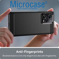 Microcase Xiaomi Poco x5 5G Brushed Carbon Fiber Silikon Kılıf - Siyah AL3332