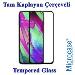Samsung Galaxy A40 Tam Kaplayan Çerçeveli Tempered Cam - Siyah