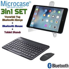 Microcase iPad Air 2 Yuvarlak Tuş Bluetooth Klavye + Mouse + Tablet Standı - AL2784
