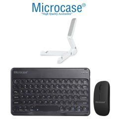 Microcase iPad Air 2 Yuvarlak Tuş Bluetooth Klavye + Mouse + Tablet Standı - AL2784