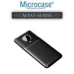 Microcase Xiaomi Poco F2 Pro Pro Maxy Serisi Carbon Fiber Silikon TPU Kılıf - Siyah