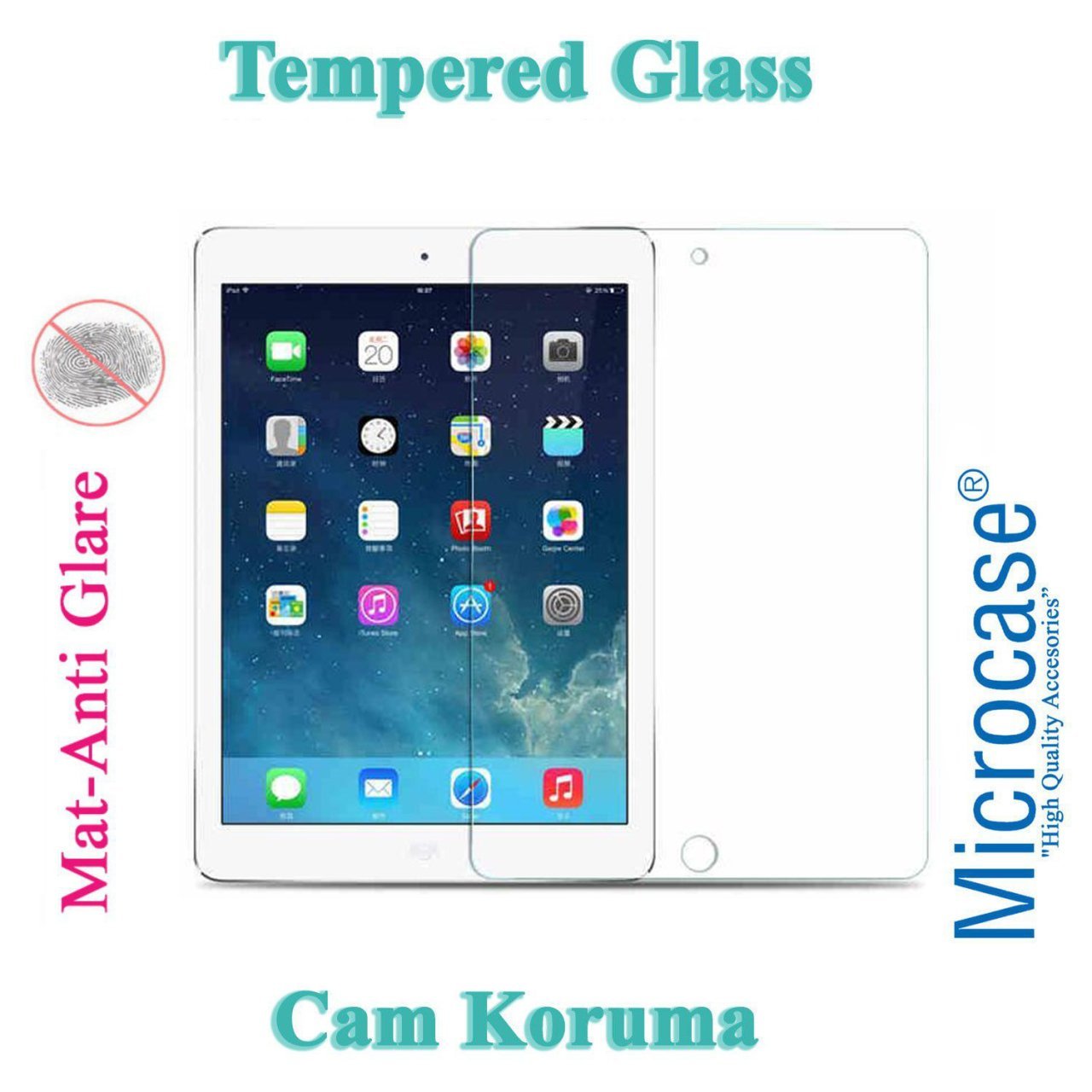 Microcase iPad Air 2 Tempered Glass Cam Koruma - MAT