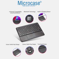 Microcase iPad Air 2 Yuvarlak Tuş Bluetooth Touchpad Klavye + Mouse + Tablet Standı - AL2785