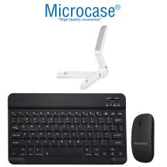 Microcase iPad Air 2 Yuvarlak Tuş Bluetooth Touchpad Klavye + Mouse + Tablet Standı - AL2785