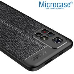 Microcase Xiaomi Redmi Note 11 Leather Serisi Silikon Kılıf - Siyah