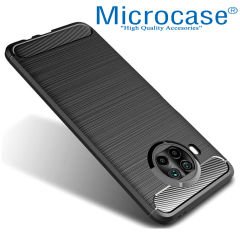 Microcase Xiaomi Mi 10i - Mi 10T Lite Brushed Carbon Fiber Silikon Kılıf - Siyah