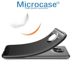 Microcase Xiaomi Mi 10i - Mi 10T Lite Brushed Carbon Fiber Silikon Kılıf - Siyah