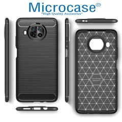 Microcase Xiaomi Mi 10i - Mi 10T Lite Brushed Carbon Fiber Silikon Kılıf - Siyah