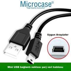 Microcase Mini USB Data Şarj Kablosu Kamera Mp3 Mp4 Ps3 Radyo Navigasyon Şarj Kablosu Piramit Uç 300CM AL4785