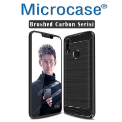 Huawei Honor Play Brushed Carbon Fiber Silikon TPU Kılıf+CAM