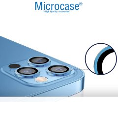 Microcase iPhone 13 Pro Kamera Camı Lens Koruyucu Halka Set - Sierra Mavi