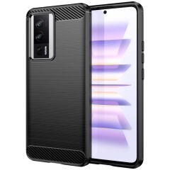 Microcase Xiaomi K60E/K50/K50 Gaming Brushed Carbon Fiber Silikon Kılıf - Siyah AL3332