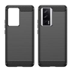 Microcase Xiaomi K60E/K50/K50 Gaming Brushed Carbon Fiber Silikon Kılıf - Siyah AL3332