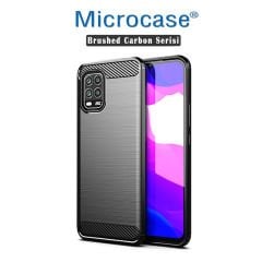 Microcase Xiaomi Mi 10 Lite - Mi 10 Youth 5G Brushed Carbon Fiber Silikon Kılıf - Siyah