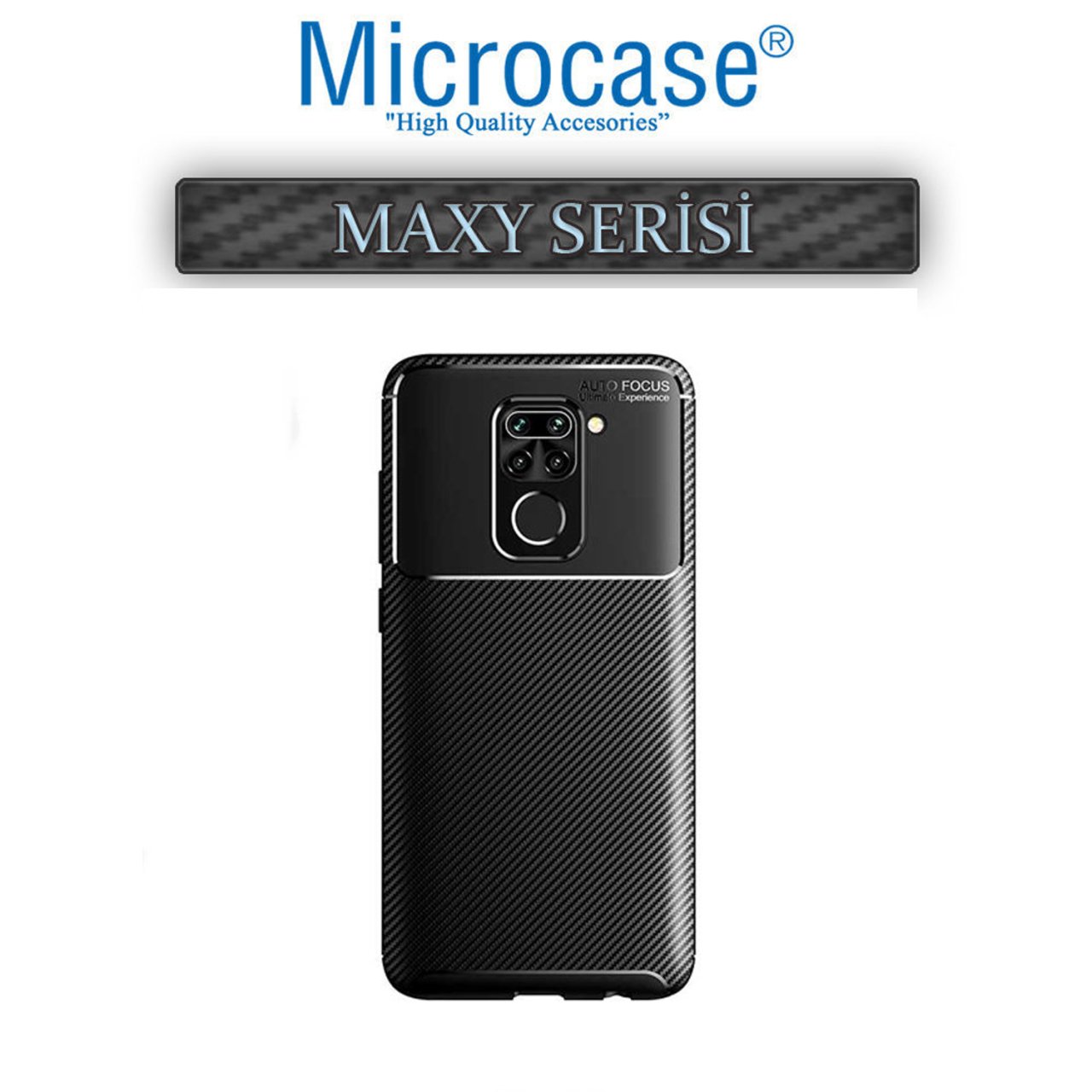 Microcase Xiaomi Redmi Note 9 Maxy Serisi Carbon Fiber Silikon TPU Kılıf - Siyah