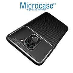 Microcase Xiaomi Redmi Note 9 Maxy Serisi Carbon Fiber Silikon TPU Kılıf - Siyah