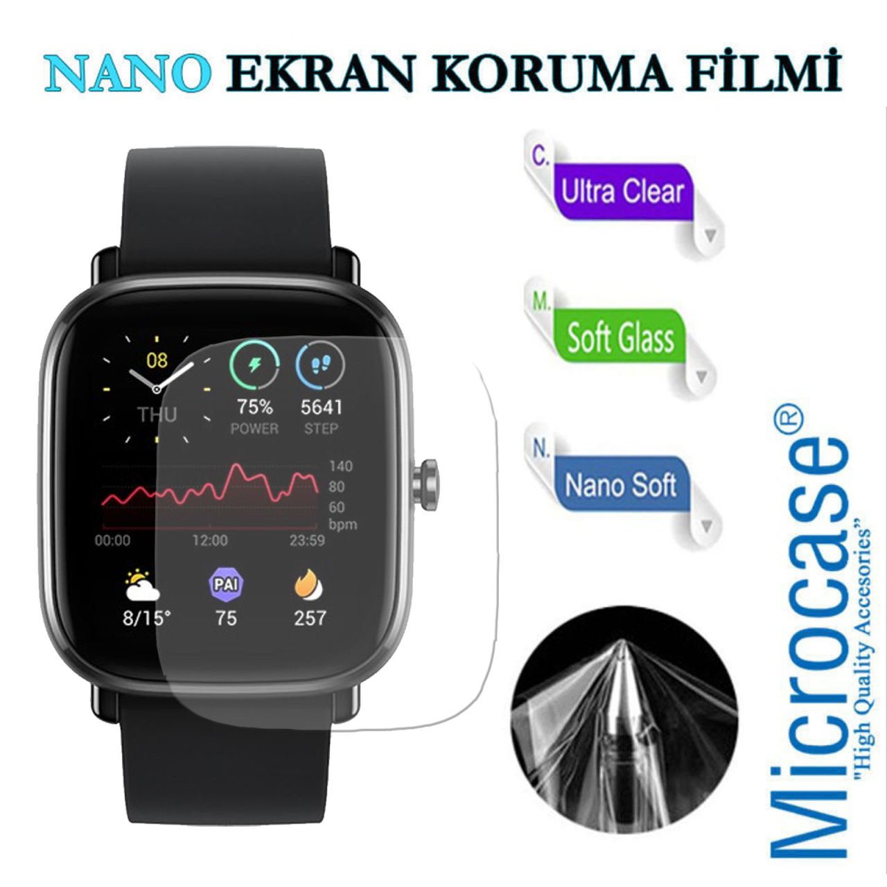 Microcase Amazfit GTS 2 Mini 40mm Nano Esnek Ekran Koruma Filmi