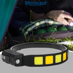 Microcase Su Geçirmez Hareket Sensörlü Usb Şarjlı Led Kafa Feneri 2 Şerit Led - AL5222