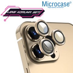 Microcase iPhone 13 Pro Kamera Camı Lens Koruyucu Halka Set - Gold