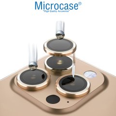 Microcase iPhone 13 Pro Kamera Camı Lens Koruyucu Halka Set - Gold