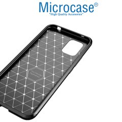 Microcase Xiaomi Mi 10 Lite Maxy Serisi Carbon Fiber Silikon TPU Kılıf - Siyah