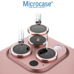 Microcase iPhone 13 Pro Kamera Camı Lens Koruyucu Halka Set - Pembe