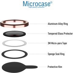 Microcase iPhone 13 Pro Kamera Camı Lens Koruyucu Halka Set - Pembe
