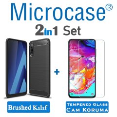 Samsung Galaxy A70 Brushed Carbon Kılıf + CAM