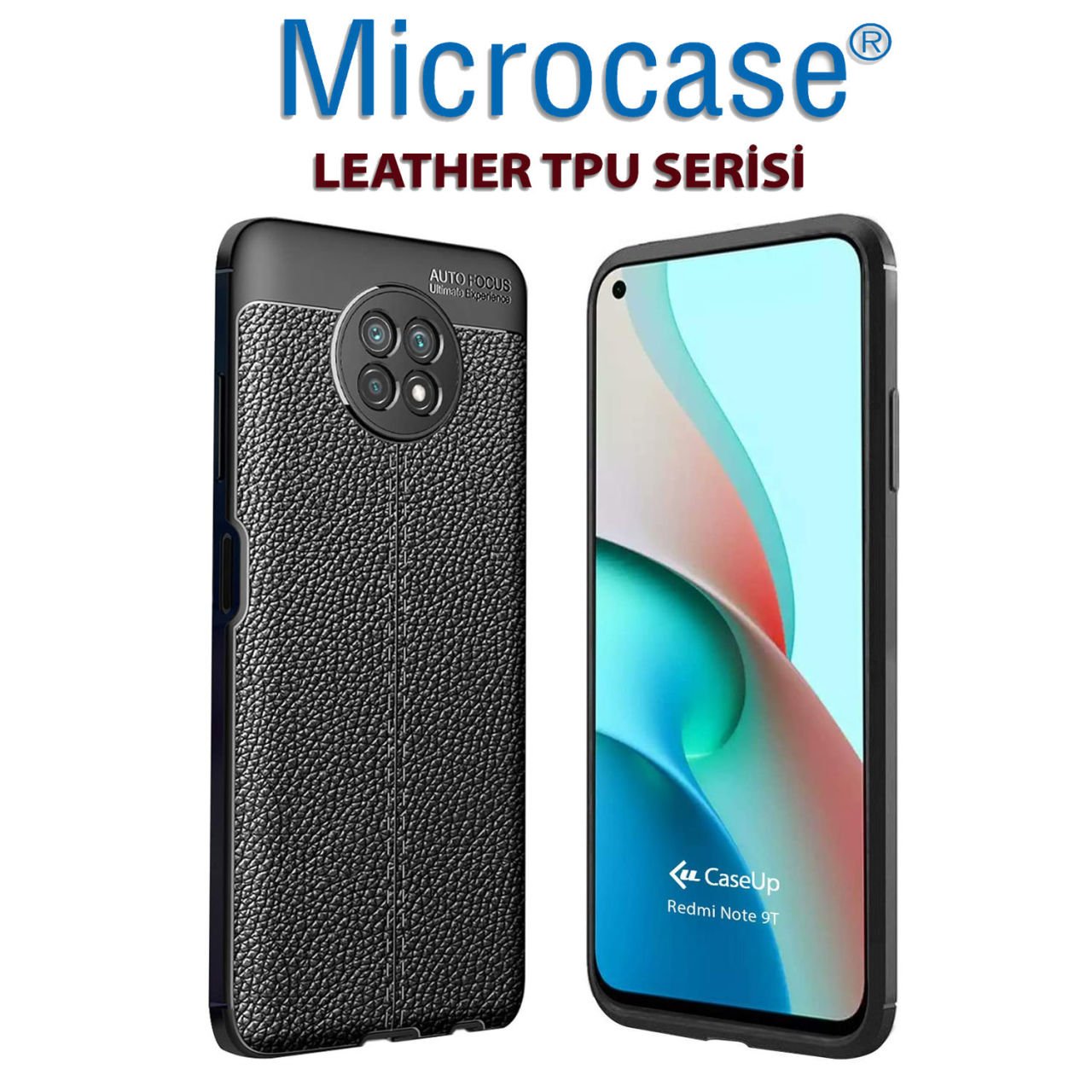 Microcase Xiaomi Redmi Note 9T Leather Tpu Silikon Kılıf - Siyah