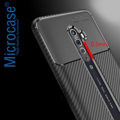 Microcase Oppo Reno 2 Maxy Serisi Carbon Fiber Silikon TPU Kılıf - Siyah