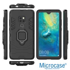 Huawei Mate 20 Batman Serisi Yüzük Standlı Kılıf + Cam Koruma