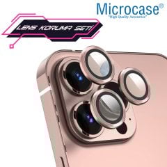 Microcase iPhone 13 Pro Max Kamera Camı Lens Koruyucu Halka Set - Pembe