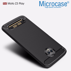 Motorola Moto Z3 Play Brushed Carbon Fiber Silikon TPU Kılıf+CAM