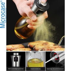 Microcase 200 ml Paslanmaz Çelik Başlıklı Cam Sprey Yağdanlık - AL3267