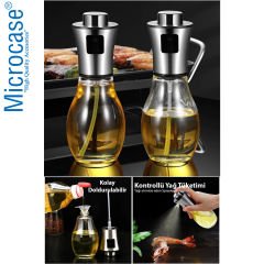 Microcase 200 ml Paslanmaz Çelik Başlıklı Cam Sprey Yağdanlık - AL3267