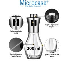 Microcase 200 ml Paslanmaz Çelik Başlıklı Cam Sprey Yağdanlık - AL3267