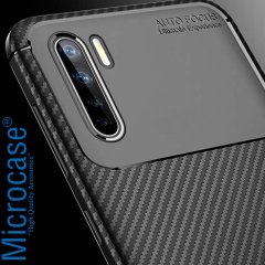 Microcase Oppo Reno 3 Maxy Serisi Carbon Fiber Silikon TPU Kılıf - Siyah