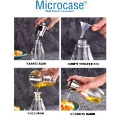 Microcase 200 ml Paslanmaz Çelik Başlıklı Cam Sprey Yağdanlık - AL3267
