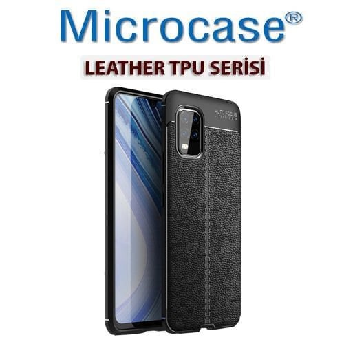 Microcase Xiaomi Mi 10 Youth Leather Tpu Silikon Kılıf - Siyah