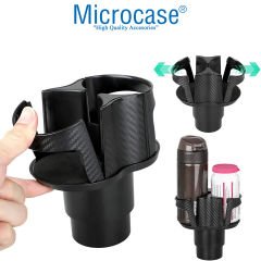 Microcase 2in1 Fonksiyonel Araç İçi Şişe Bardak İçecek Tutucu Çift Kupa Dönebilir Tasarım - AL3483