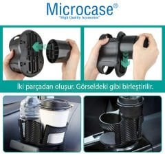 Microcase 2in1 Fonksiyonel Araç İçi Şişe Bardak İçecek Tutucu Çift Kupa Dönebilir Tasarım - AL3483