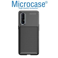Microcase Oppo Reno 3 Pro Maxy Serisi Carbon Fiber Silikon TPU Kılıf - Siyah