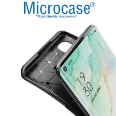 Microcase Oppo Reno 3 Pro Maxy Serisi Carbon Fiber Silikon TPU Kılıf - Siyah