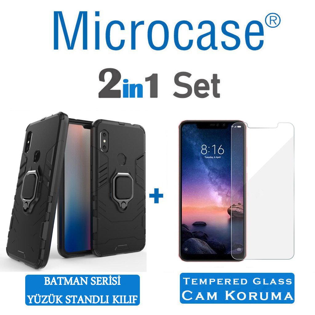 Xiaomi Redmi Note 6 Pro Batman Serisi Yüzük Standlı Kılıf