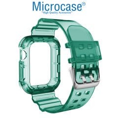 Microcase Apple Watch 38 mm - 40 mm - 41 mm Uyumlu Kılıf Korumalı Silikon Kordon Kayış - KY22-1