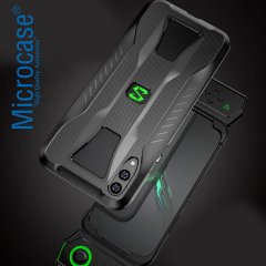 Microcase Xiaomi Black Shark 3 Maxy Serisi Carbon Fiber Silikon TPU Kılıf - Siyah