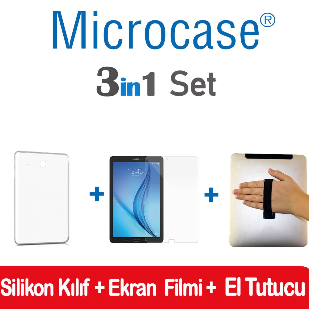 Samsung Tab E T562 T560 T567 Silikon Kılıf + Film + El Tutucu